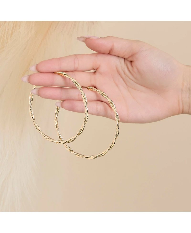 Jessica Simpson Light Gold Twist Hoop Earrings