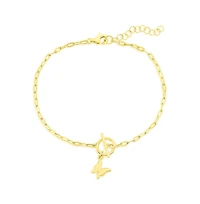 Sterling Silver Butterfly Charm Paperclip Toggle Bracelet