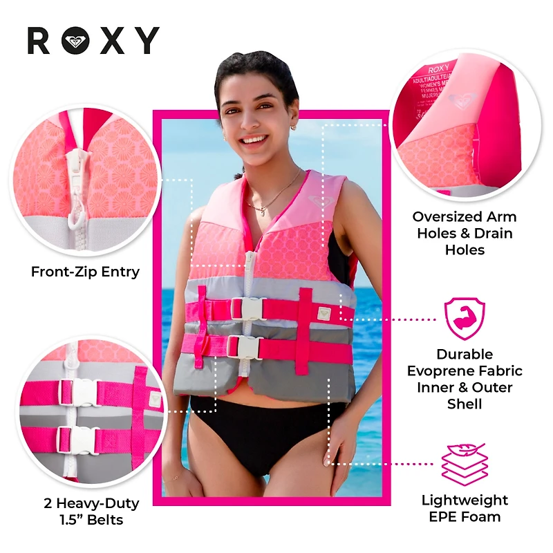 Roxy Uscg Approved Women s Life Vest, Lightweight Epe Foam and Drain Holes