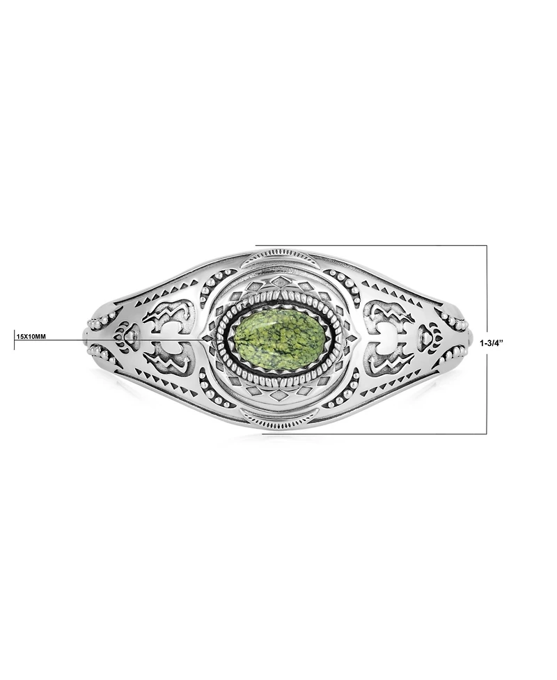 American West Jewelry Sterling Silver Serpentine Oval Cut Bear Cuff Bracelet