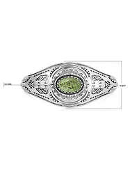 American West Jewelry Sterling Silver Serpentine Oval Cut Bear Cuff Bracelet