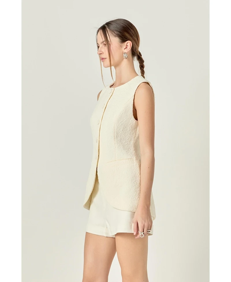 English Factory Women's Textured fabric round-hem vest