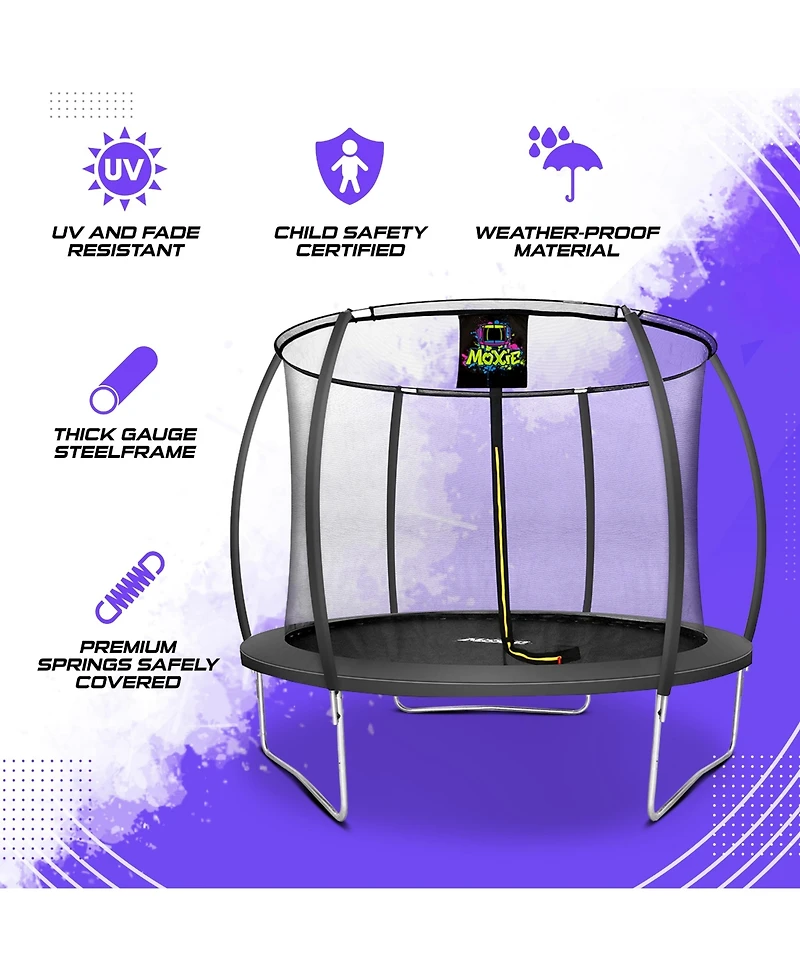 Plexalife Pumpkin-Shaped Outdoor Trampoline Set with Premium Top-Ring Frame Safety Enclosure, Ft