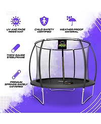Plexalife Pumpkin-Shaped Outdoor Trampoline Set with Premium Top-Ring Frame Safety Enclosure, Ft