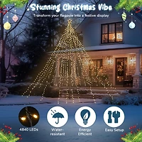 Yescom Vast-Starry 20Ft Flagpole Led Christmas Tree Kit Large 4840 Led for Outdoor Christmas Decorations Yard Warm White