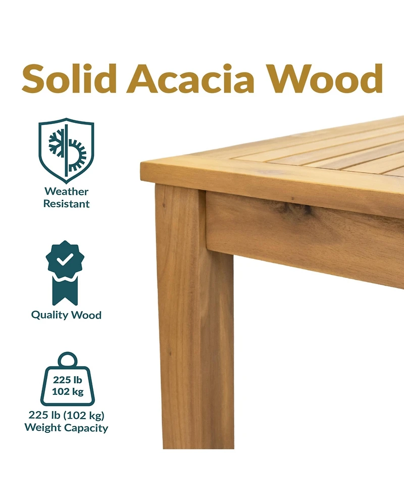 Sunnydaze Decor Rodanthe Acacia Wood Outdoor Dining Table with Natural Oil Finish - 33.75" W