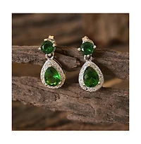 Sohi Women's Green Teardrop Stone Drop Earrings