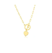 Sterling Silver Heart Charm Paperclip Toggle Necklace