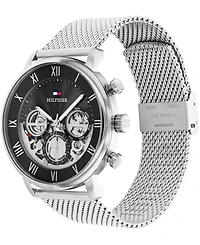 Tommy Hilfiger Men's Multifunction Silver Tone Stainless Steel Mesh Bracelet Watch, 44mm