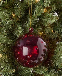Holiday Lane Berry Tones Glass Clear Red Ball Ornament, Macy's Exclusive