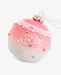 Holiday Lane Sugar Plum Glass Snowflake Ball Ornament, Macy's Exclusive