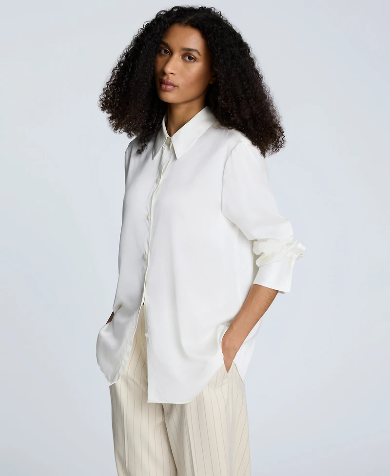 Kenneth Cole Women's Button-Front Satin Shirt