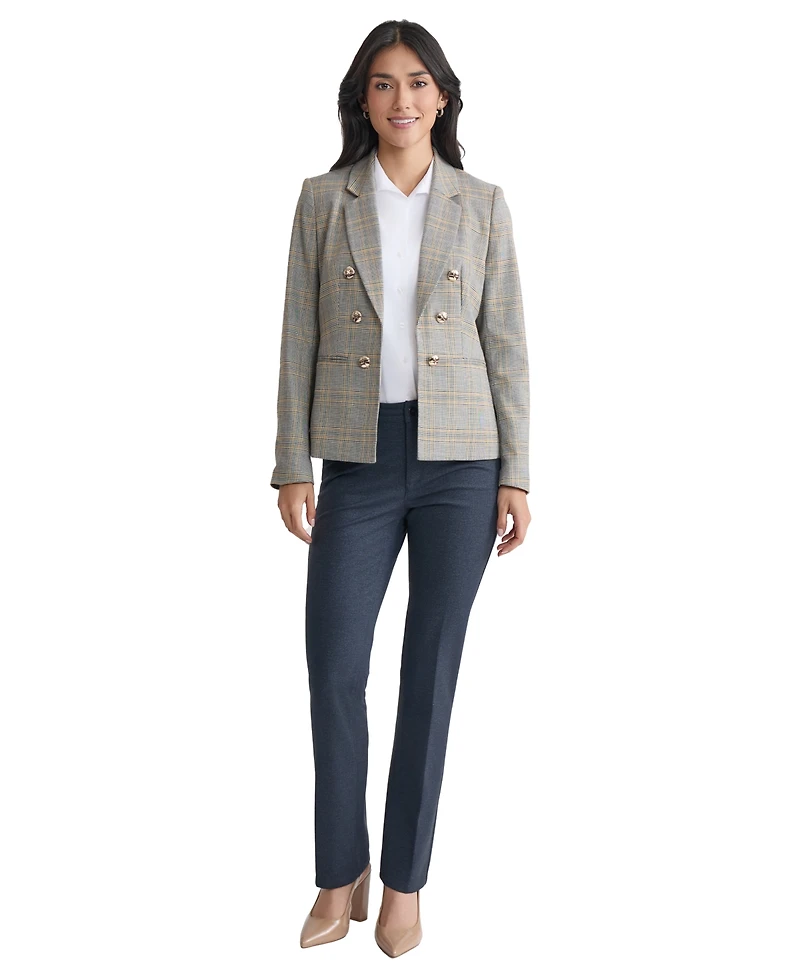 Jones New York Women's Plaid Faux-Double-Breast Blazer