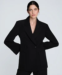 Kenneth Cole Women's Luxe Twill Double-Breasted Blazer