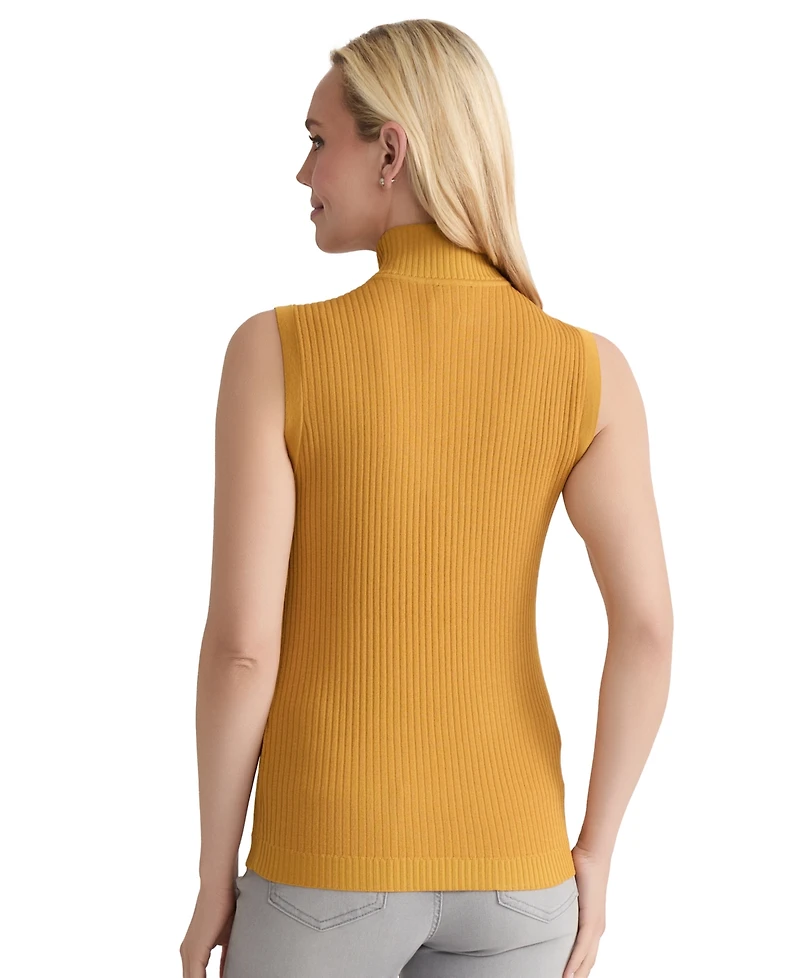 Jones New York Women's Sutton Mock-Neck Sleeveless Sweater