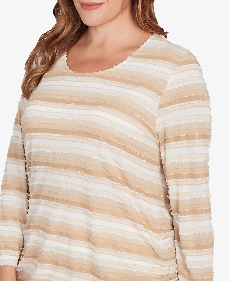 Ruby Rd. Plus Textured Stripe Drawstring Top