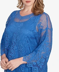 Ruby Rd. Plus Size Lined Medallion Crochet Top