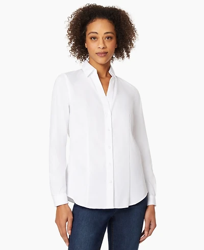 Jones New York Women's Easy Care Button Up Long Sleeve Blouse