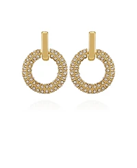 Vince Camuto Gold Tone Pave Crystal Hoop Drop Earrings