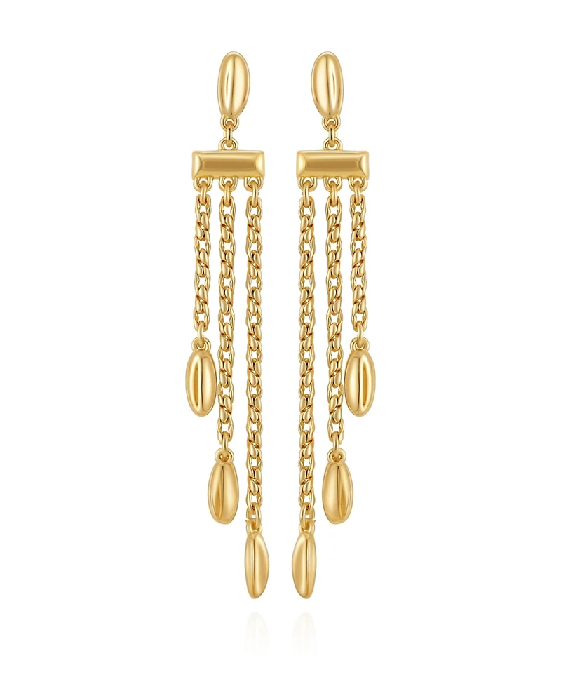 Vince Camuto Long Gold Tone Chain Tassel Earrings