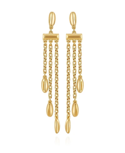 Vince Camuto Long Gold Tone Chain Tassel Earrings