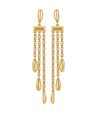 Vince Camuto Long Gold Tone Chain Tassel Earrings