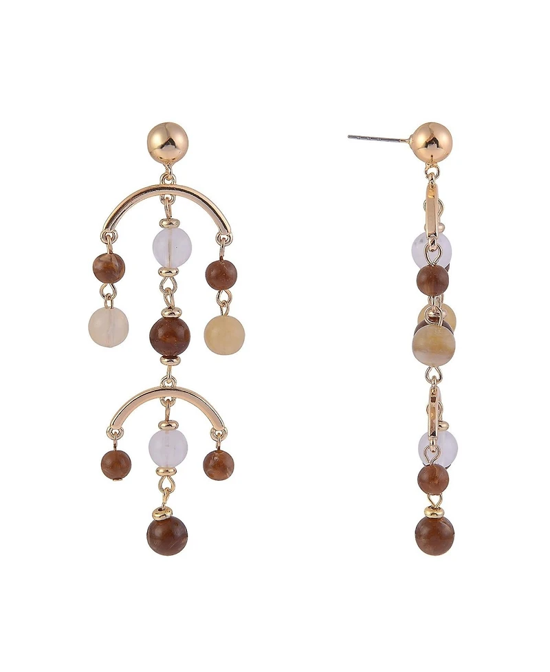 Rachel Rachel Roy Gold Tone and Brown Bead Chandelier Earrings