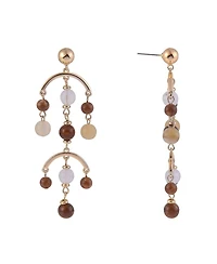 Rachel Rachel Roy Gold Tone and Brown Bead Chandelier Earrings