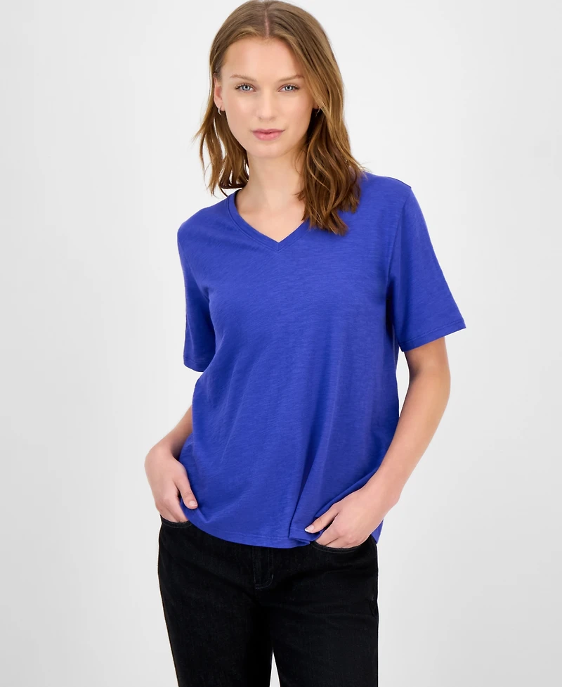 Eileen Fisher Women's V-Neck Cotton T-Shirt