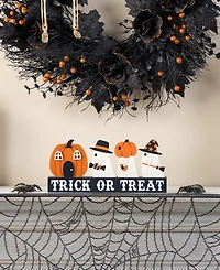 Glitzhome 5.25" Halloween Wooden Trick or Treat Pumpkin Ghosts Table Decor