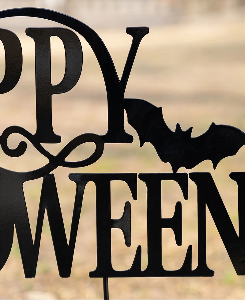 Glitzhome Metal Nutcracker and Happy Halloween Yard Stakes, Set of 3