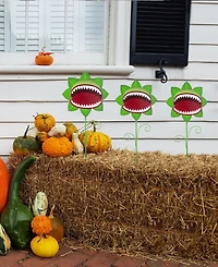 Glitzhome Halloween Metal Chomper Yard Stakes, Set of 3