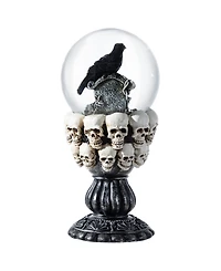 Glitzhome 7.25" Halloween Resin Stacked Skull Water Globe