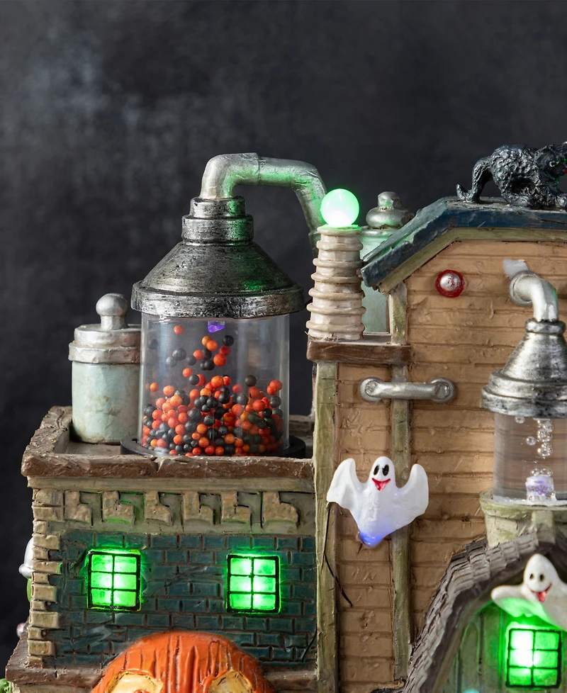 Glitzhome 11" Lighted Resin Halloween Haunted House Village
