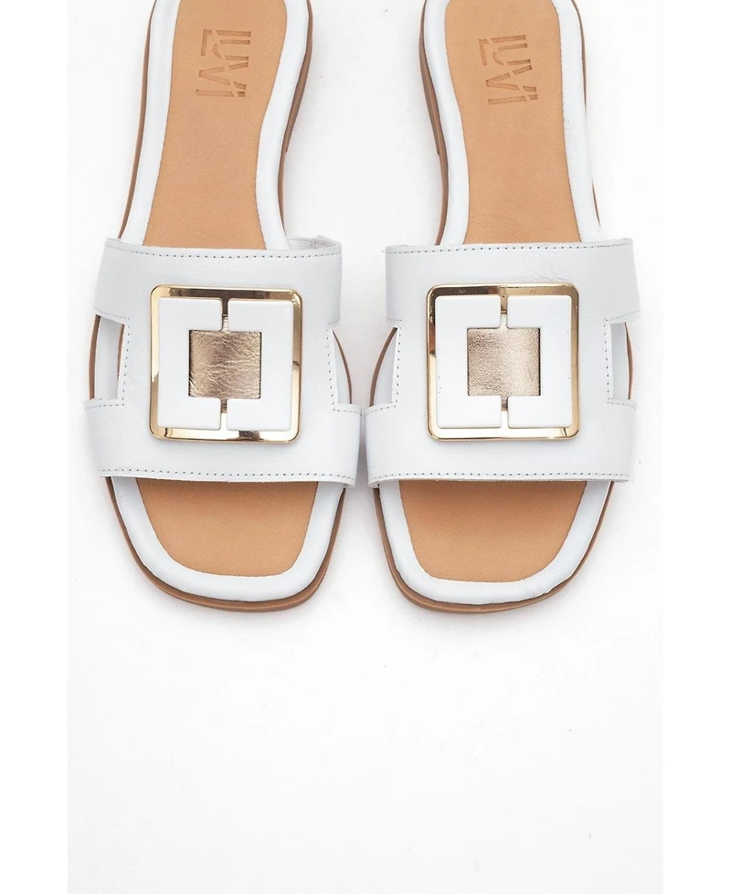 Millie Leather Buckle Slide (Women)