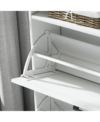 Farmhouse Shoe Storage Cabinet with Barn Door Design, Shoe Organizer with 2 Flip Drawers