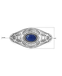 American West Jewelry Sterling Silver Lapis Oval Cut Bear Cuff Bracelet