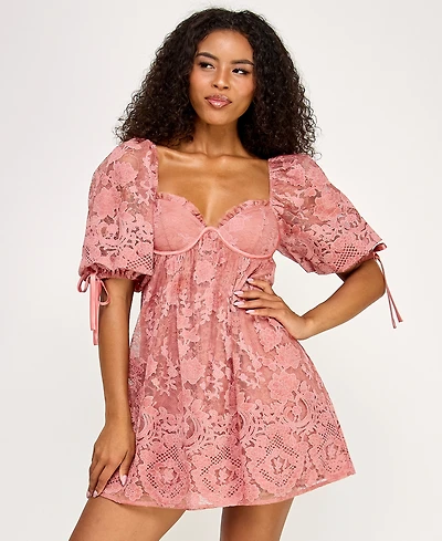 Seni & Cade Juniors' Short-Sleeve Lace Dress