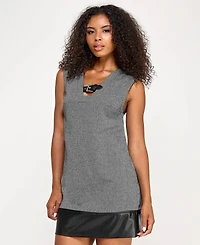 Seni & Cade Juniors' Faux Leather Trim A-Line Dress