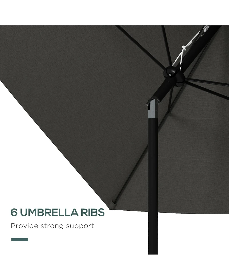 Flynama Outsunny 6.5' x 10' Rectangular Market Umbrella, Patio Outdoor Table Umbrella with Crank and Push Button Tilt