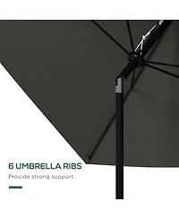Flynama Outsunny 6.5' x 10' Rectangular Market Umbrella, Patio Outdoor Table Umbrella with Crank and Push Button Tilt