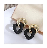 Sohi Women's Black Chainlink Drop Earrings
