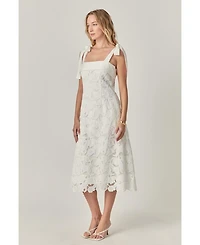 English Factory Women's Bow Sleeveless Lace Midi Dress