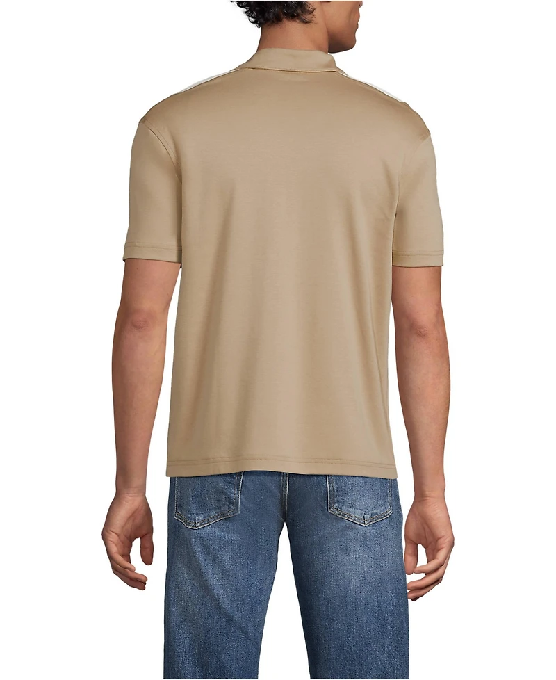 Lands' End Men's Short Sleeve Supima Retro Camp Collar Button Through Shirt