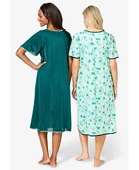 Only Necessities Women's 2-Pack Short Silky Gown