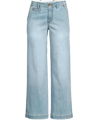 Lands' End Women's Mid Rise Denim Wide Leg Ankle Jeans