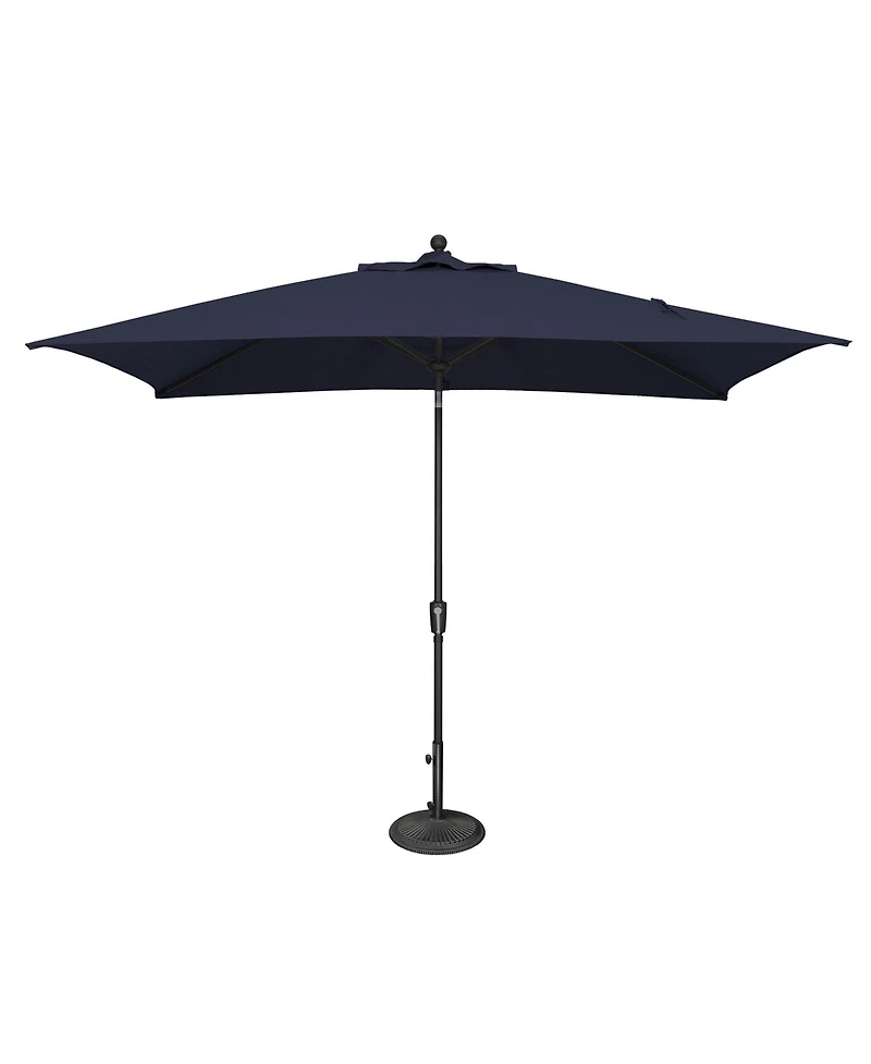 Mondawe 6.6FTx10FT Rectangle Patio Umbrella with Push-Button Tilt, Black Frame