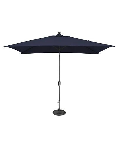 Mondawe 6.6FTx10FT Rectangle Patio Umbrella with Push-Button Tilt, Black Frame