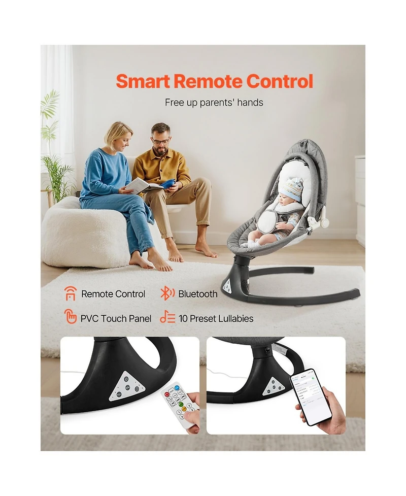 Slickblue Kids Swing 5 Speeds 3 Seat Positions Remote Control Toy Bar 3 Toys