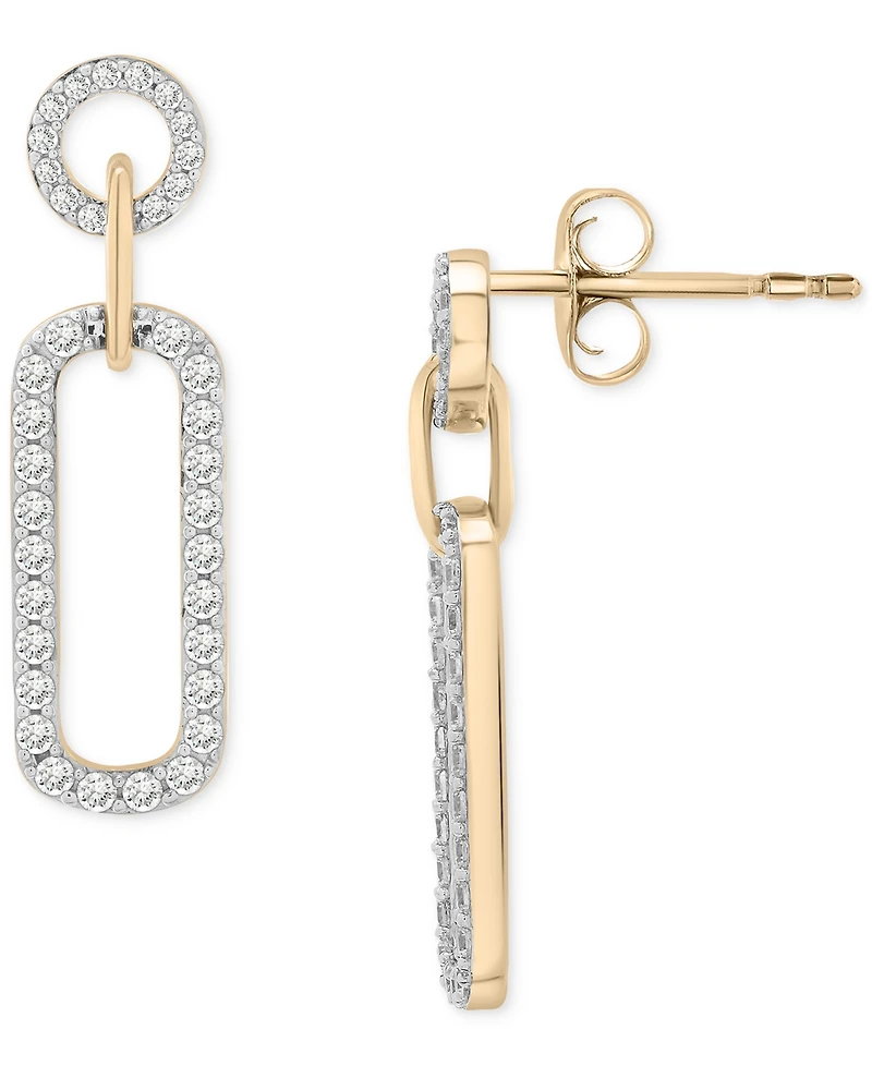 Wrapped in Love Diamond Pave Paperclip Drop Earrings (1 ct. t.w.) in 14k Gold, Exclusively at Macy's